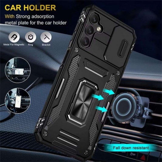 Ударопрочный чехол Camshield Army Ring для Samsung Galaxy S23 FE Черный / Black - изображение 3