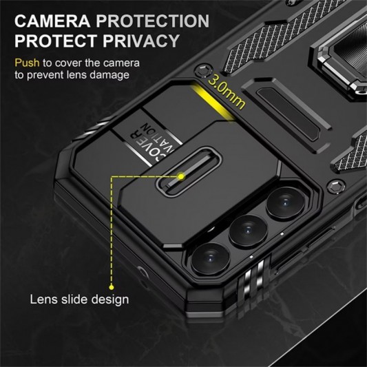 Ударопрочный чехол Camshield Army Ring для Samsung Galaxy S23 FE Черный / Black - изображение 4