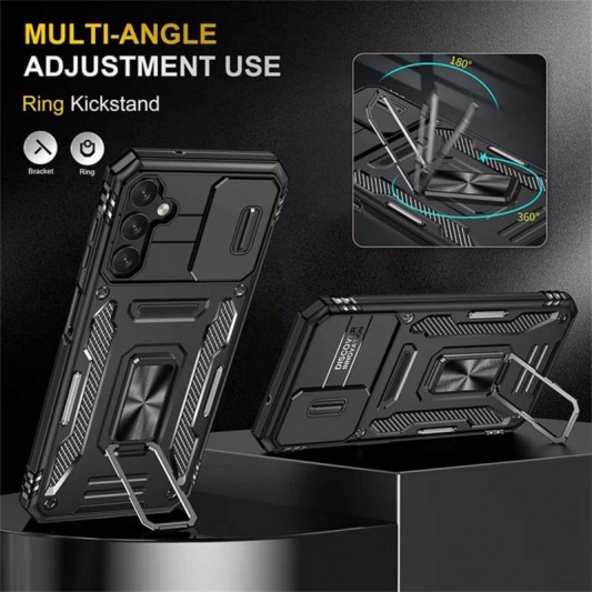 Ударопрочный чехол Camshield Army Ring для Samsung Galaxy S23 FE Черный / Black - изображение 5