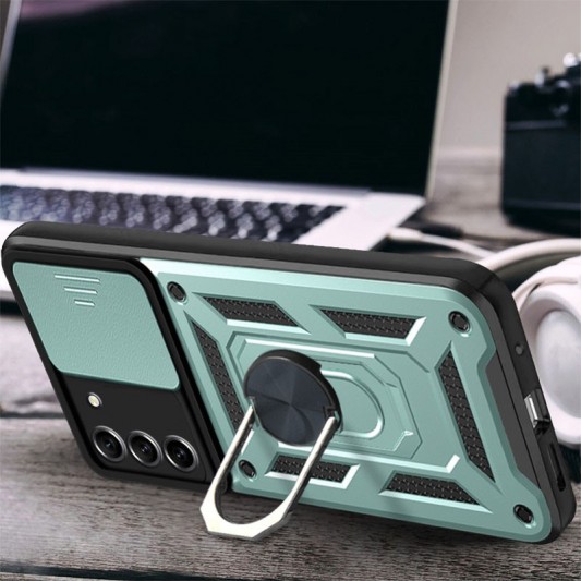 Ударостійкий чохол Camshield Serge Ring для Samsung Galaxy S22 Зелений - зображення 3 