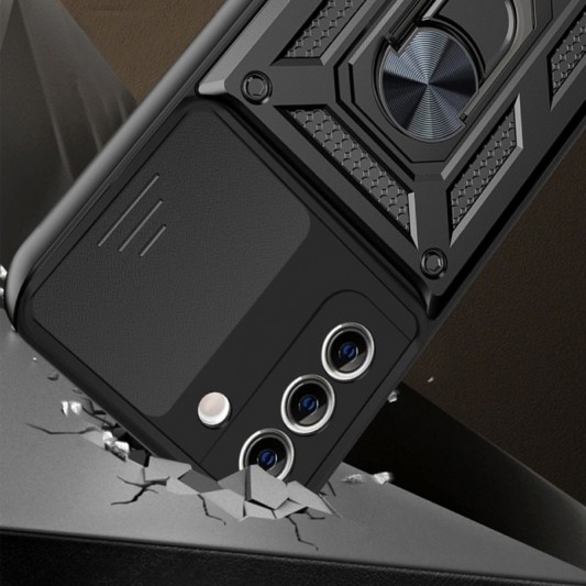 Ударостійкий чохол Camshield Serge Ring для Samsung Galaxy S22 Чорний - зображення 1 