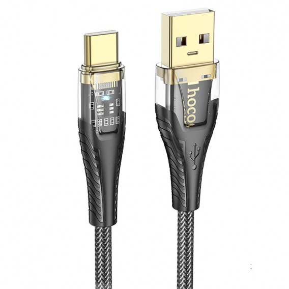Дата кабель Hoco U121 Gold standart Transparent Discovery Edition USB to Type-C (1.2m) Black