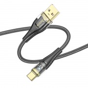 Дата кабель Hoco U121 Gold standart Transparent Discovery Edition USB to Type-C (1.2m) Black