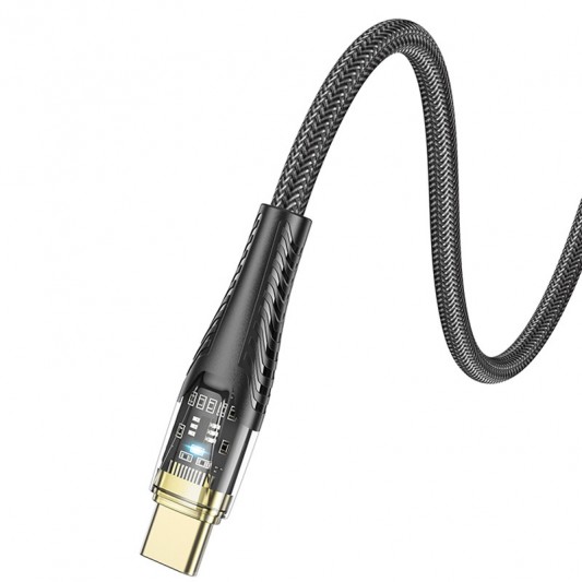 Дата кабель Hoco U121 Gold standart Transparent Discovery Edition USB to Type-C (1.2m) Black - изображение 4