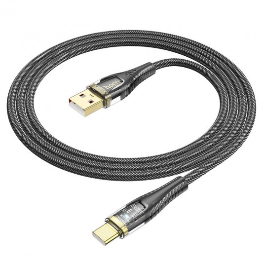Дата кабель Hoco U121 Gold standart Transparent Discovery Edition USB to Type-C (1.2m) Black - изображение 6
