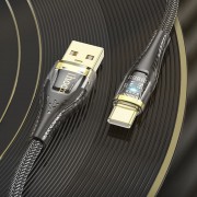 Дата кабель Hoco U121 Gold standart Transparent Discovery Edition USB to Type-C (1.2m) Black