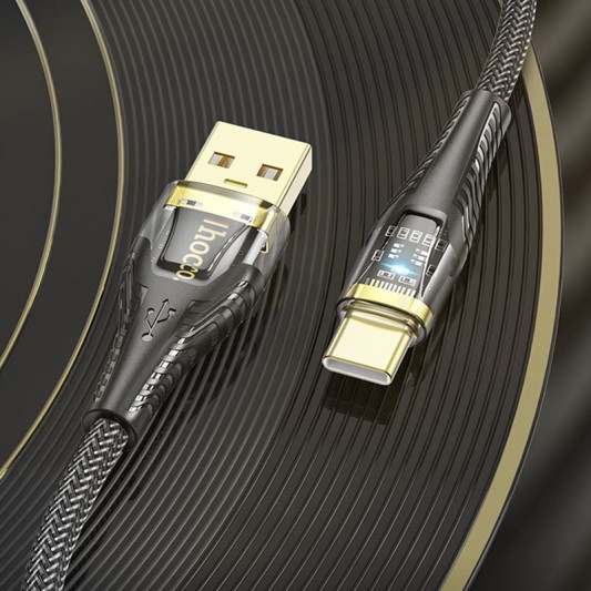 Дата кабель Hoco U121 Gold standart Transparent Discovery Edition USB to Type-C (1.2m) Black - изображение 7