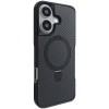 TPU+PC чохол Metal Buttons with MagSafe Carbon Ring для Apple iPhone 16 (6.1") Чорний