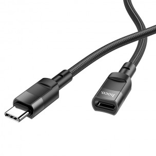 Переходник Hoco U107 Type-C male to Type-C female USB2.0 (1.2m) Black