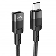 Перехідник Hoco U107 Type-C male to Type-C female USB2.0 (1.2m) Black