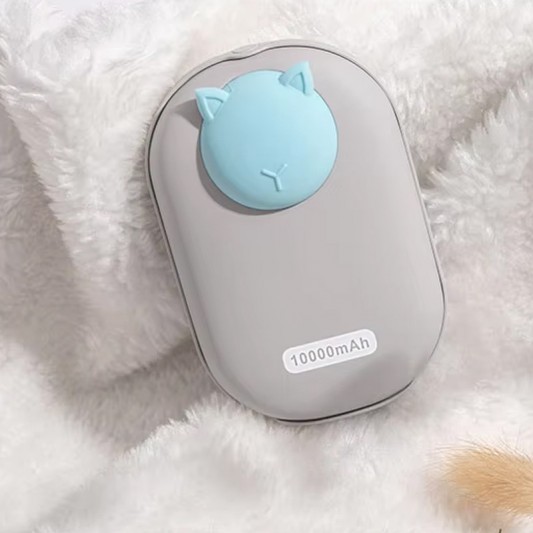 Портативний ЗП Power Bank GXZ-N705 2in1 з обігрівачем для рук 10000 mAh Gray / Cat - зображення 2 