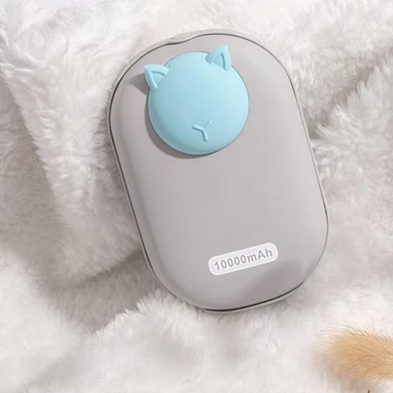 Портативний ЗП Power Bank GXZ-N705 2in1 з обігрівачем для рук 10000 mAh Gray / Cat