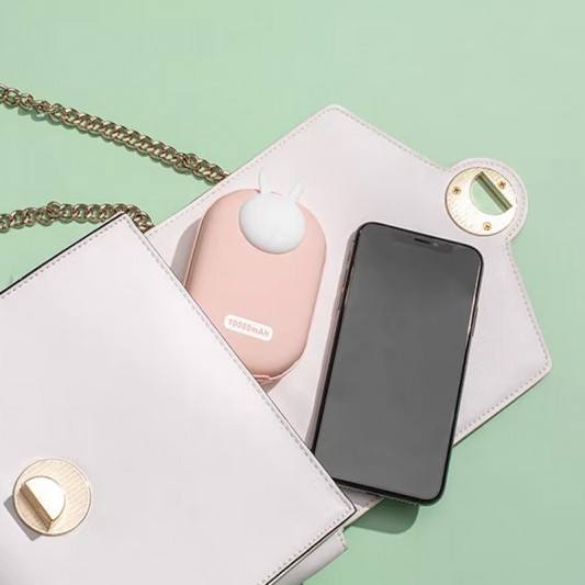 Портативний ЗП Power Bank GXZ-N705 2in1 з обігрівачем для рук 10000 mAh Pink / Rabbit - зображення 4 