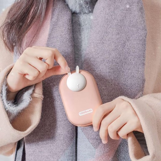 Портативний ЗП Power Bank GXZ-N705 2in1 з обігрівачем для рук 10000 mAh Pink / Rabbit - зображення 5 