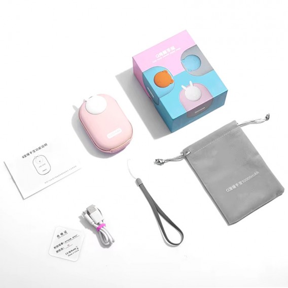 Портативний ЗП Power Bank GXZ-N705 2in1 з обігрівачем для рук 10000 mAh Pink / Rabbit - зображення 6 