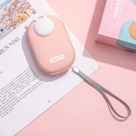 Портативний ЗП Power Bank GXZ-N705 2in1 з обігрівачем для рук 10000 mAh Pink / Rabbit - зображення 7 