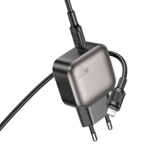 МЗП Borofone BAS53A Absolute PD20W (1USB-C) + кабель Type-C to Lightning Black - зображення 2 