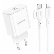 СЗУ Borofone BA81A PD20W (1USB-C) + кабель Type-C to Lightning White