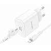 Блок живлення Borofone BA81A PD20W (1USB-C) + кабель Type-C to Lightning White