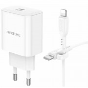 СЗУ Borofone BA81A PD20W (1USB-C) + кабель Type-C to Lightning White