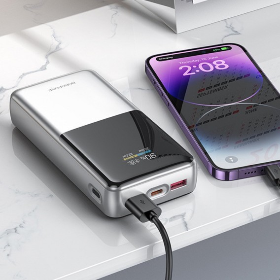 Портативний ЗП Power Bank BOROFONE BJ75A Foinse 22.5W+PD20W with display 20000 mAh Silver - зображення 6 