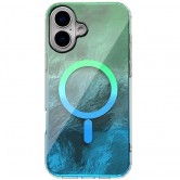 Чехол TPU Shiny Mountain (MagFit) для Apple iPhone 16 (6.1 дюйма) Green / Blue