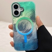 Чехол TPU Shiny Mountain (MagFit) для Apple iPhone 16 (6.1") Green / Blue