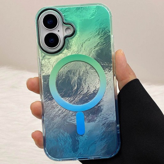 Чехол TPU Shiny Mountain (MagFit) для Apple iPhone 16 (6.1") Green / Blue - изображение 1