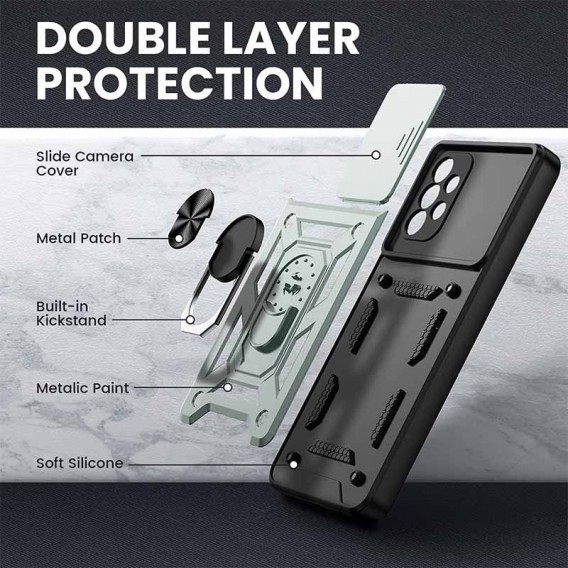 Ударостійкий чохол Camshield Serge Ring для Samsung Galaxy A72 4G / A72 5G Зелений