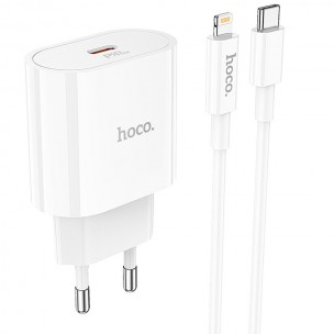 Блок питания Hoco C94A Metro PD20W (1USB-C) + кабель Type-C to Lightning White