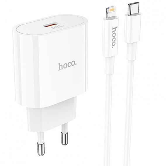 Блок живлення Hoco C94A Metro PD20W (1USB-C) + кабель Type-C to Lightning White