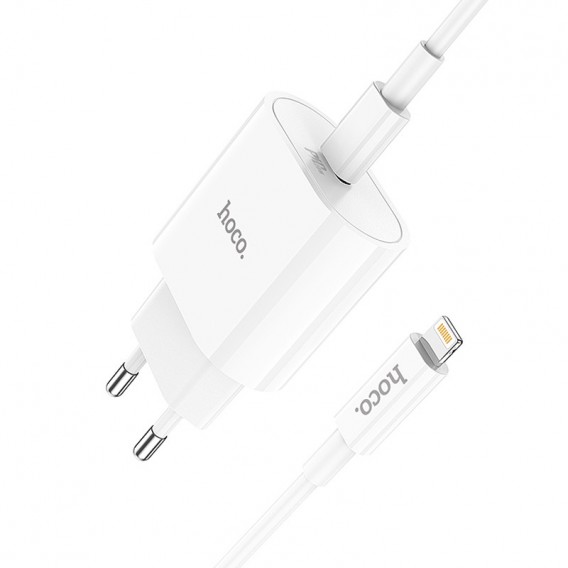 Блок живлення Hoco C94A Metro PD20W (1USB-C) + кабель Type-C to Lightning White
