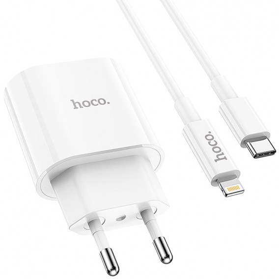 Блок живлення Hoco C94A Metro PD20W (1USB-C) + кабель Type-C to Lightning White