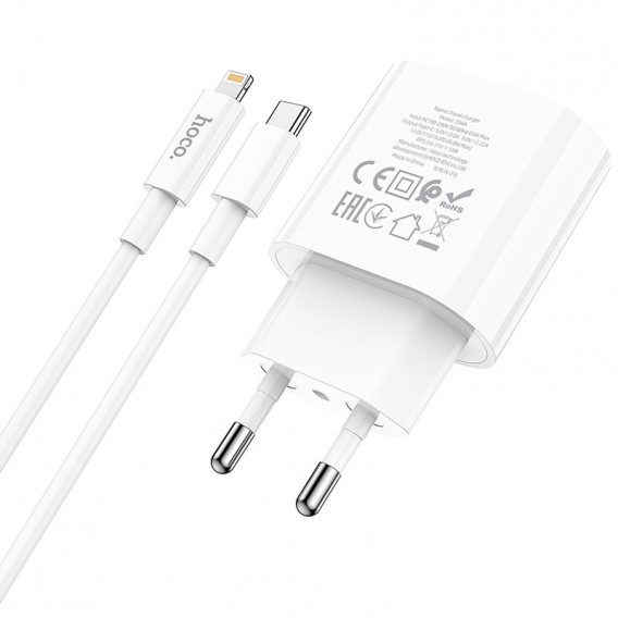 Блок живлення Hoco C94A Metro PD20W (1USB-C) + кабель Type-C to Lightning White