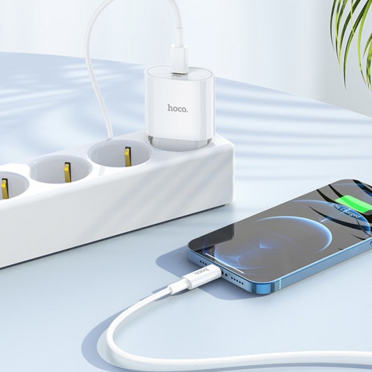 СЗУ Hoco C94A Metro PD20W (1USB-C) + кабель Type-C to Lightning White - изображение 5