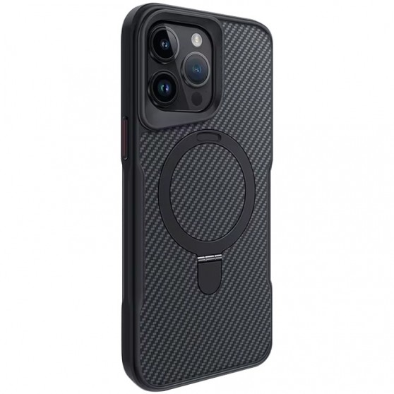 TPU+PC чехол Metal Buttons with MagSafe Carbon Ring для Apple iPhone 15 Pro (6.1") Черный