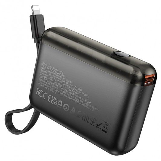 Портативний ЗП Power Bank Hoco J139 Hero 22.5W+PD20W + Lightning 10000 mAh Black - зображення 3 