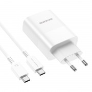 СЗУ Borofone BN10 Sunlight PD65W (1USB-A/1C) + кабель Type-C to Type-C White