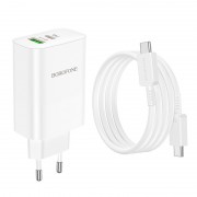 СЗУ Borofone BN10 Sunlight PD65W (1USB-A/1C) + кабель Type-C to Type-C White