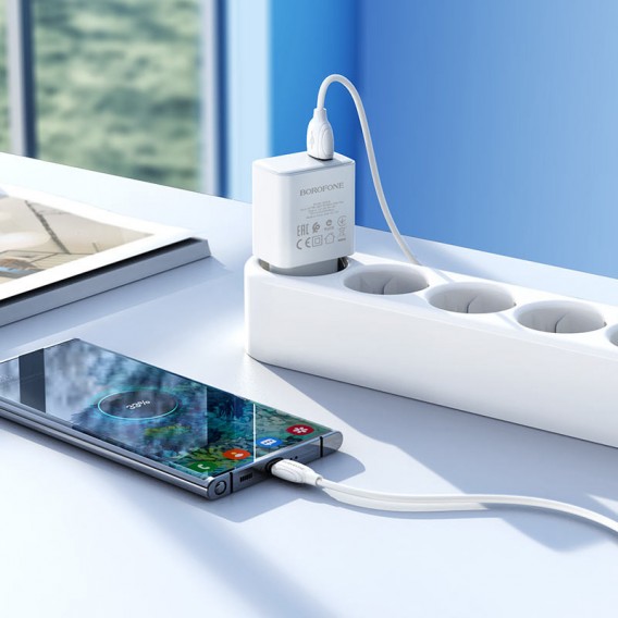 Блок живлення Borofone BA66A QC3.0 (1USB-A) White