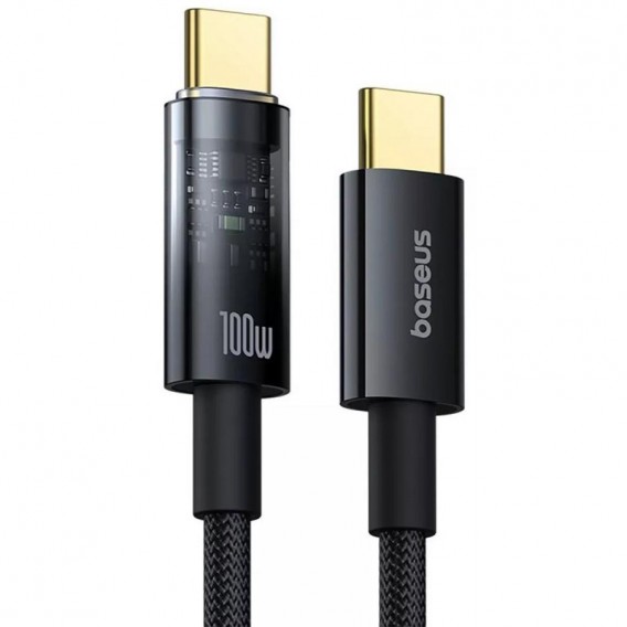 Дата кабель Baseus Explorer with Auto Shutdown Type-C to Type-C 100W (1m) (P103197031) Cluster Black