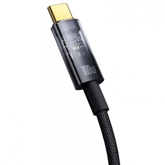 Дата кабель Baseus Explorer with Auto Shutdown Type-C to Type-C 100W (1m) (P103197031) Cluster Black