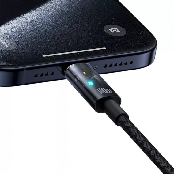 Дата кабель Baseus Explorer with Auto Shutdown Type-C to Type-C 100W (1m) (P103197031) Cluster Black