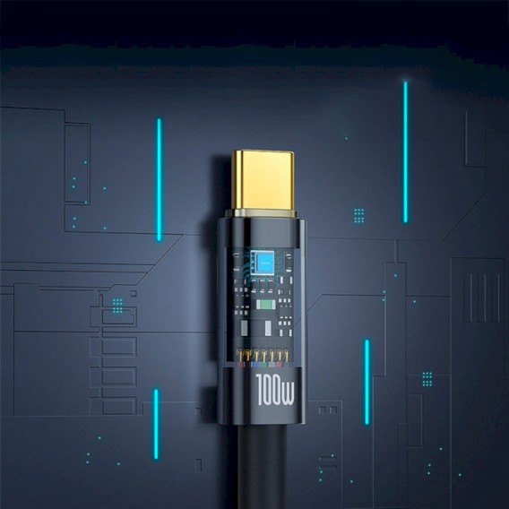Дата кабель Baseus Explorer with Auto Shutdown Type-C to Type-C 100W (1m) (P103197031) Cluster Black