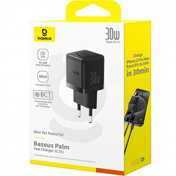 Блок живлення Baseus Palm Fast Charger 30W (1USB-C) (P10111605113-00) Cluster Black