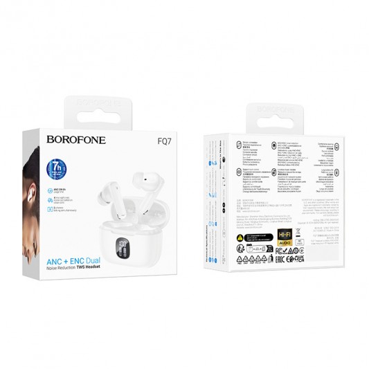 Беспроводные TWS наушники BOROFONE FQ7 Treasure ANC+ENC White - изображение 3