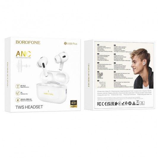 Беспроводные TWS наушники BOROFONE BW59 Plus ANC White - изображение 1