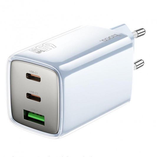 МЗП Hoco N49 Glorious PD65W (1USB-A/2C) Blue - зображення 1 