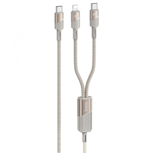 Дата кабель Hoco U139 Type-C to Lightning/Type-C 100W (1.2m) Gold