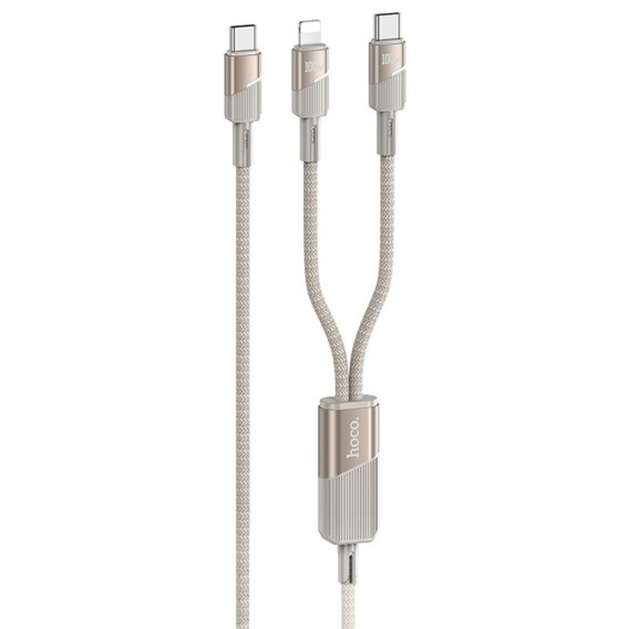 Дата кабель Hoco U139 Type-C to Lightning/Type-C 100W (1.2m) Gold